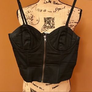 H&M Black Corset Bustier Crop Top